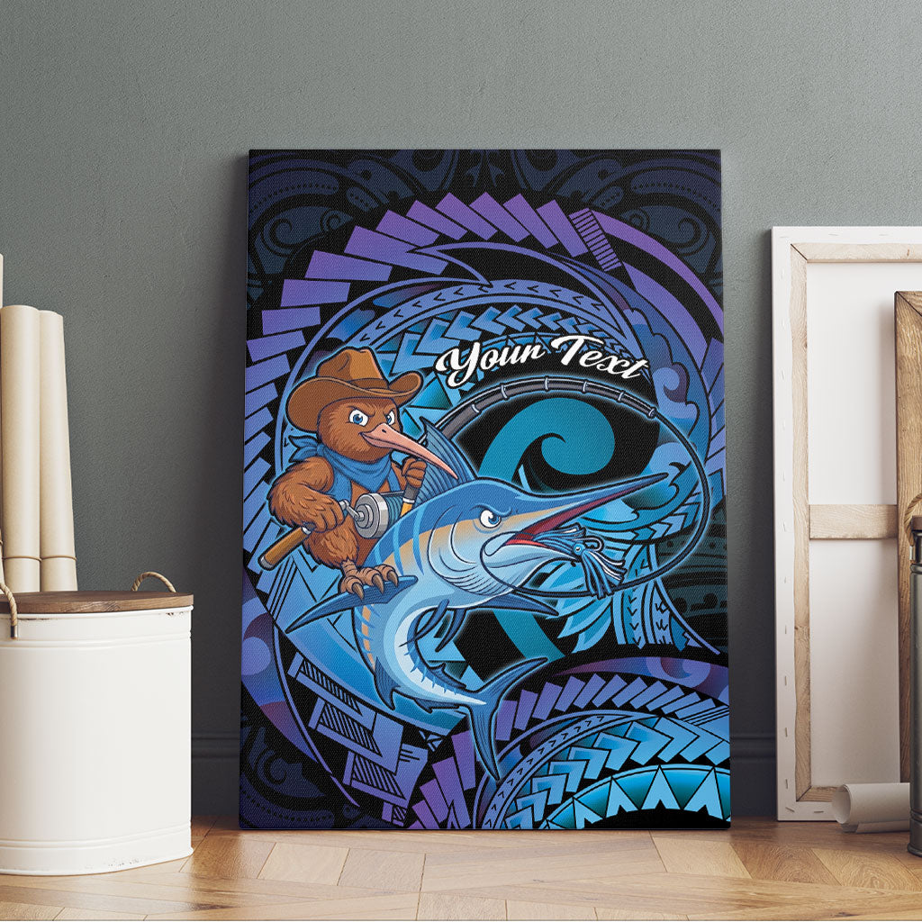 Personalised Blue Marlin Fishing New Zealand Canvas Wall Art NZ Kiwi Cowboy Born To Fish