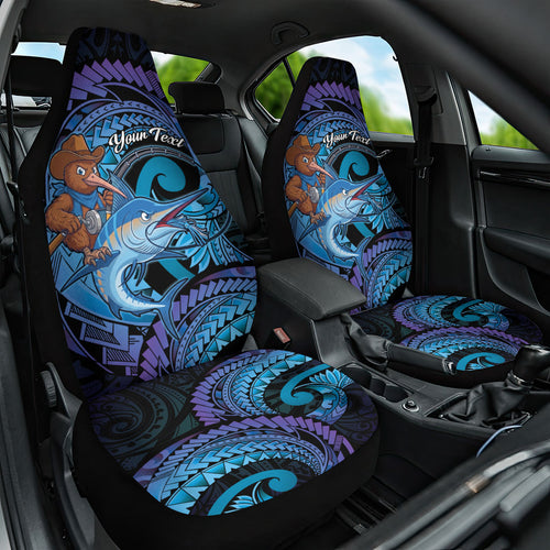Personalised Blue Marlin Fishing New Zealand Car Seat Cover NZ Kiwi Cowboy Born To Fish