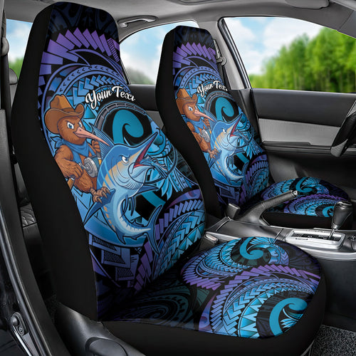 Personalised Blue Marlin Fishing New Zealand Car Seat Cover NZ Kiwi Cowboy Born To Fish