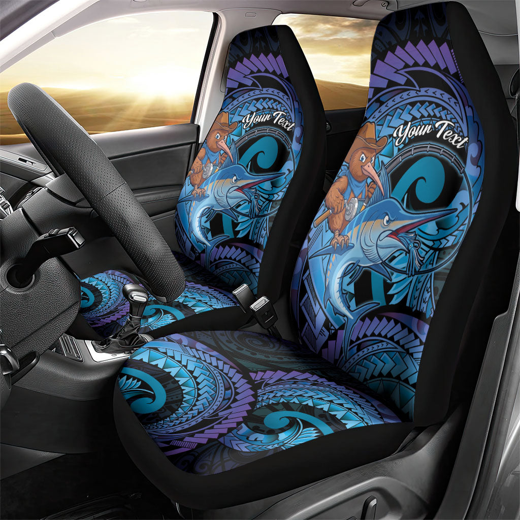 Personalised Blue Marlin Fishing New Zealand Car Seat Cover NZ Kiwi Cowboy Born To Fish