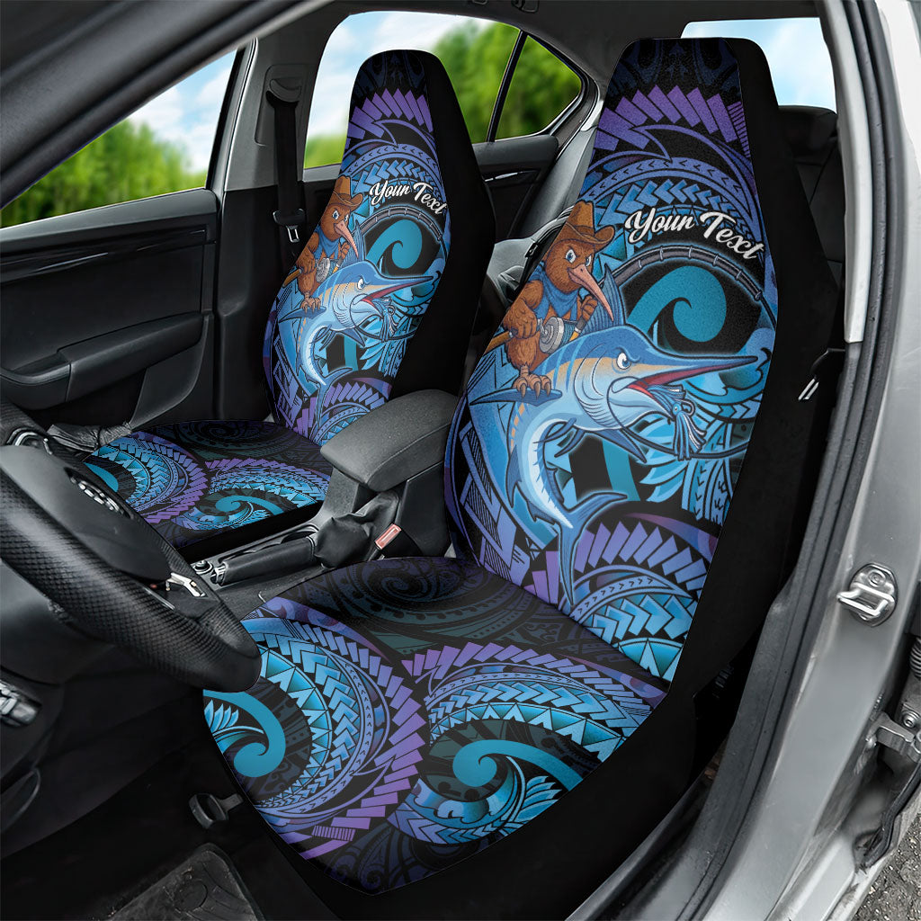 Personalised Blue Marlin Fishing New Zealand Car Seat Cover NZ Kiwi Cowboy Born To Fish