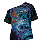Personalised Blue Marlin Fishing New Zealand Cross Shoulder Shirt NZ Kiwi Cowboy Born To Fish