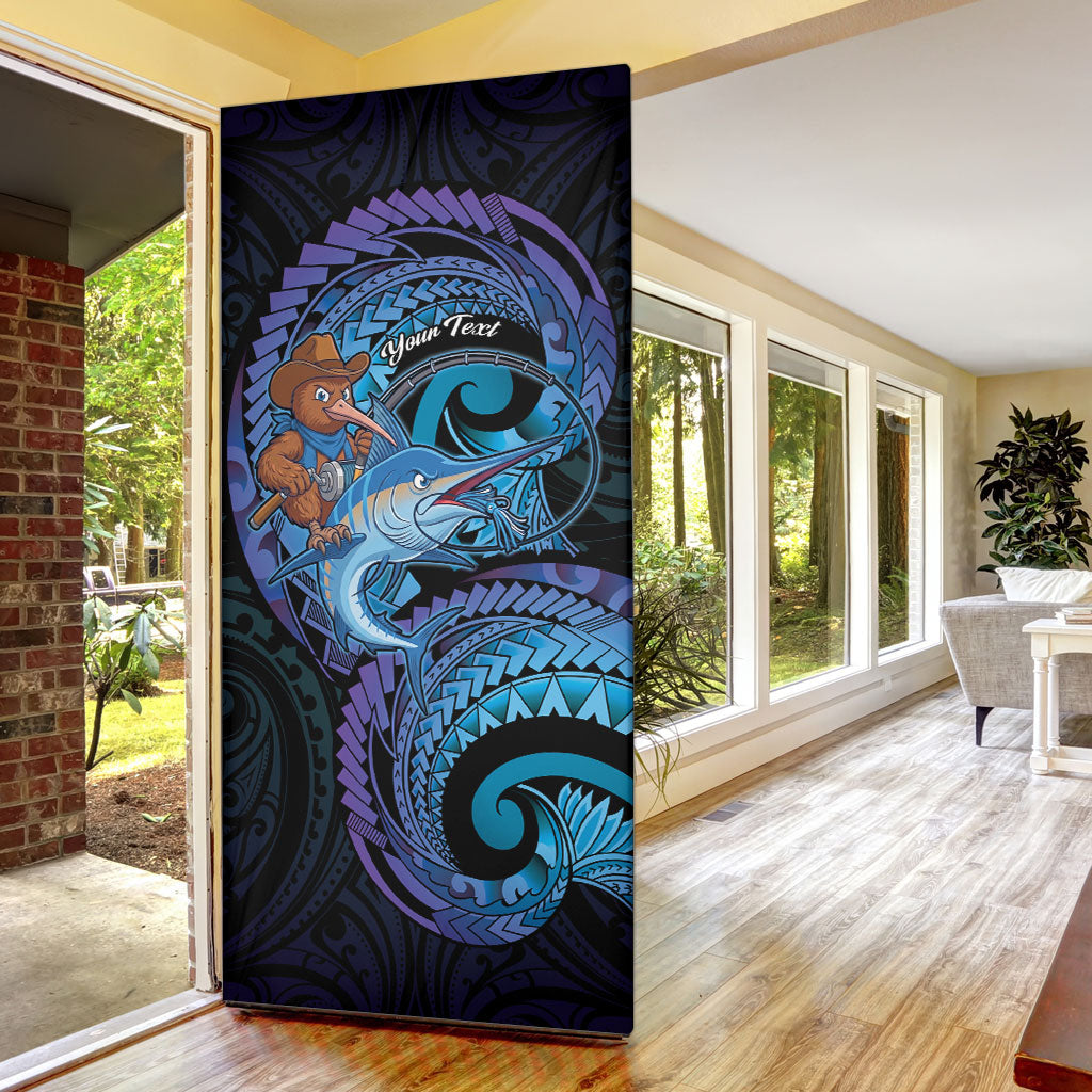 Personalised Blue Marlin Fishing New Zealand Door Cover NZ Kiwi Cowboy Born To Fish