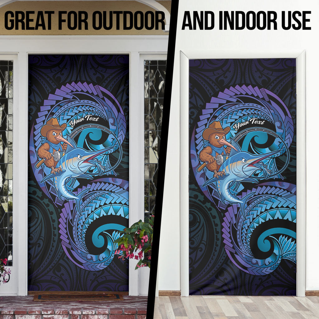 Personalised Blue Marlin Fishing New Zealand Door Cover NZ Kiwi Cowboy Born To Fish