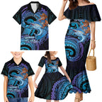 Personalised Blue Marlin Fishing New Zealand Family Matching Mermaid Dress and Hawaiian Shirt NZ Kiwi Cowboy Born To Fish
