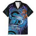 Personalised Blue Marlin Fishing New Zealand Family Matching Off Shoulder Short Dress and Hawaiian Shirt NZ Kiwi Cowboy Born To Fish