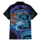 Personalised Blue Marlin Fishing New Zealand Family Matching Short Sleeve Bodycon Dress and Hawaiian Shirt NZ Kiwi Cowboy Born To Fish