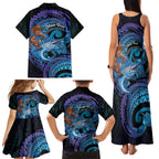 Personalised Blue Marlin Fishing New Zealand Family Matching Tank Maxi Dress and Hawaiian Shirt NZ Kiwi Cowboy Born To Fish