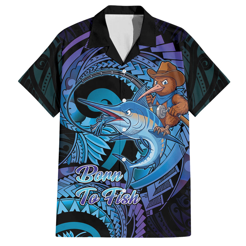 Personalised Blue Marlin Fishing New Zealand Hawaiian Shirt NZ Kiwi Cowboy Born To Fish