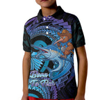 Personalised Blue Marlin Fishing New Zealand Kid Polo Shirt NZ Kiwi Cowboy Born To Fish