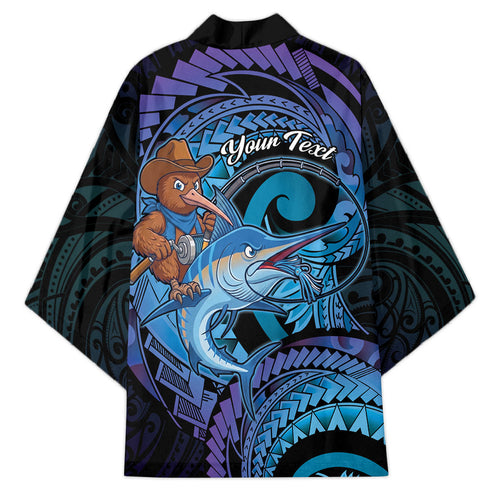 Personalised Blue Marlin Fishing New Zealand Kimono NZ Kiwi Cowboy Born To Fish
