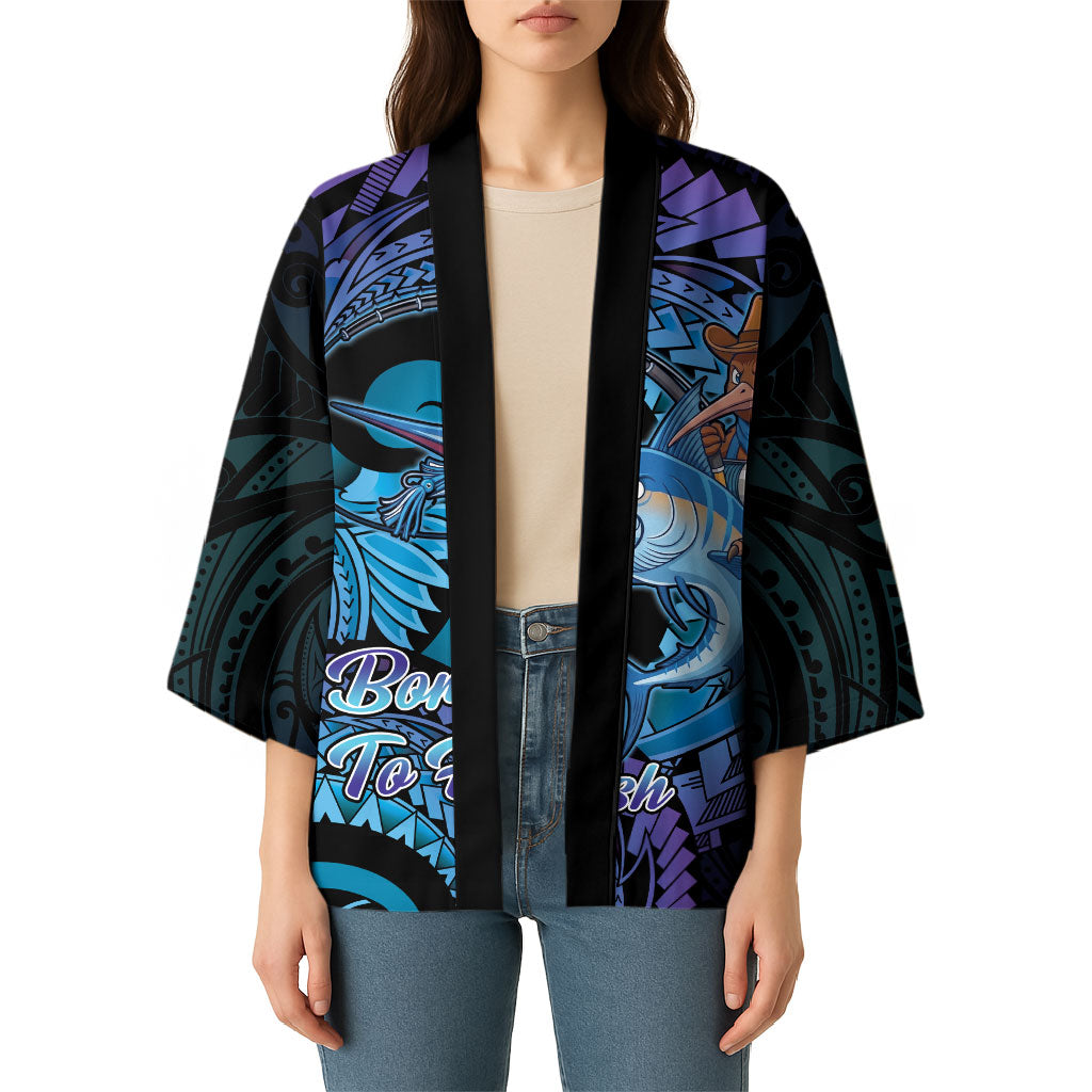 Personalised Blue Marlin Fishing New Zealand Kimono NZ Kiwi Cowboy Born To Fish