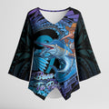 Personalised Blue Marlin Fishing New Zealand Kimono Sleeve Blouse NZ Kiwi Cowboy Born To Fish