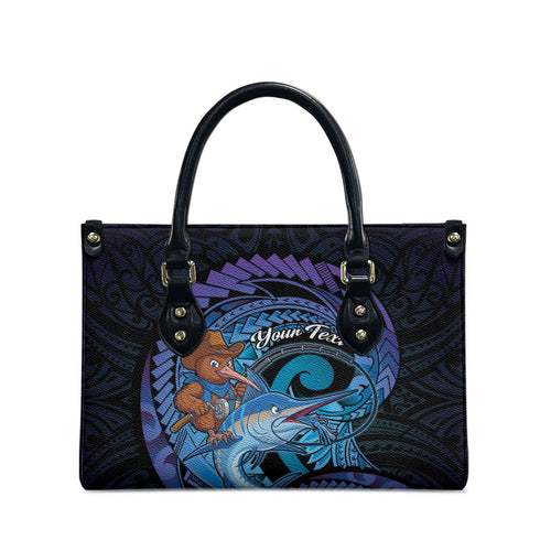 Personalised Blue Marlin Fishing New Zealand Leather Bag NZ Kiwi Cowboy Born To Fish
