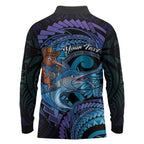 Personalised Blue Marlin Fishing New Zealand Long Sleeve Polo Shirt NZ Kiwi Cowboy Born To Fish