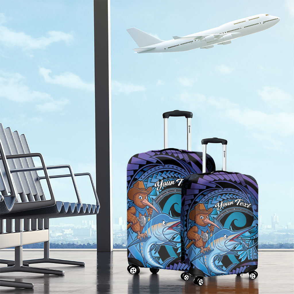 Personalised Blue Marlin Fishing New Zealand Luggage Cover NZ Kiwi Cowboy Born To Fish