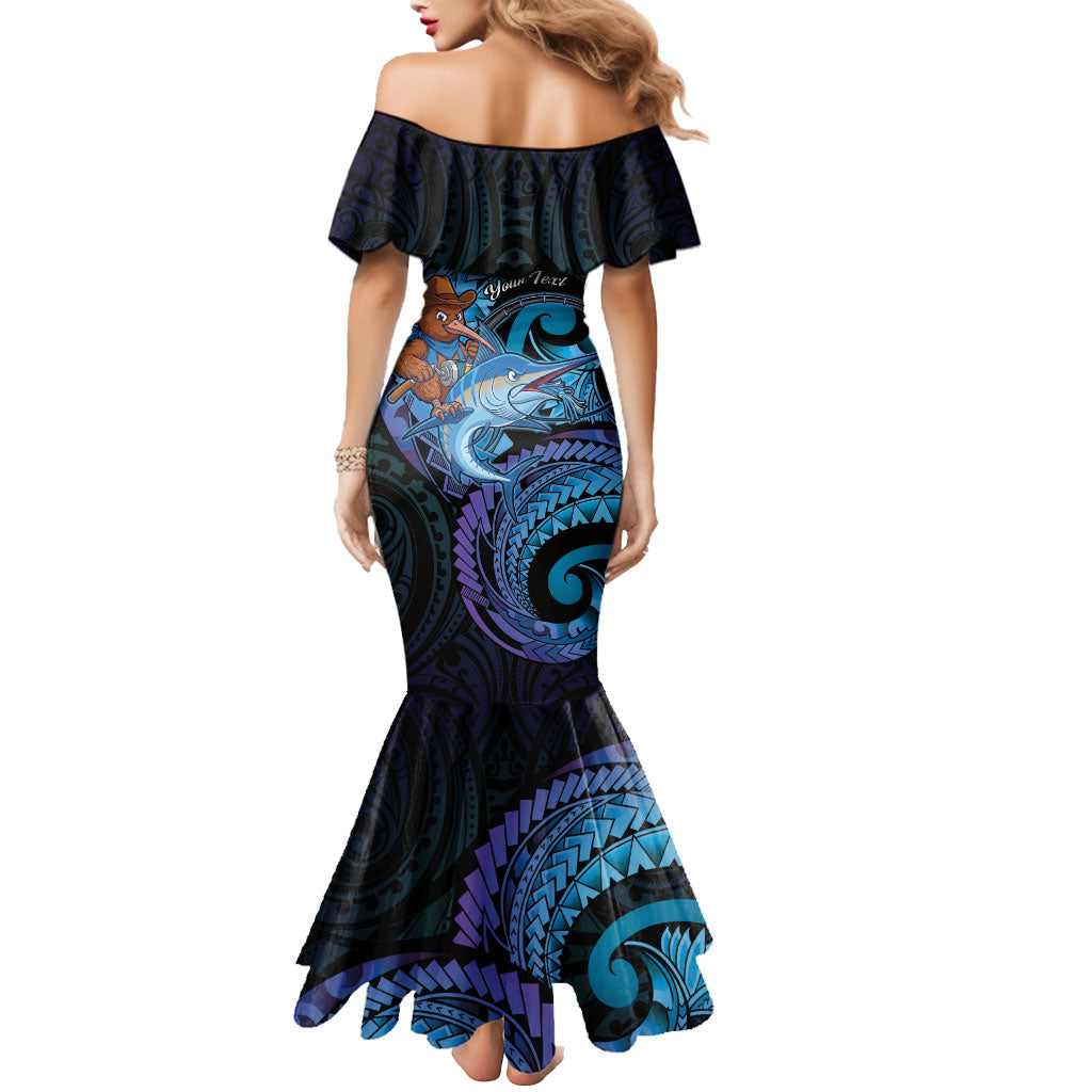 Personalised Blue Marlin Fishing New Zealand Mermaid Dress NZ Kiwi Cowboy Born To Fish