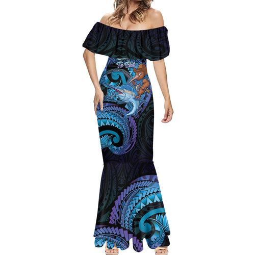Personalised Blue Marlin Fishing New Zealand Mermaid Dress NZ Kiwi Cowboy Born To Fish