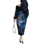 Personalised Blue Marlin Fishing New Zealand Off The Shoulder Long Sleeve Dress NZ Kiwi Cowboy Born To Fish