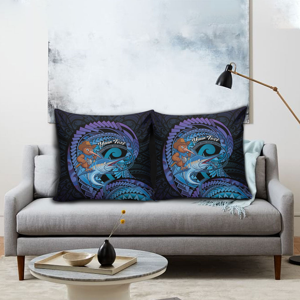 Personalised Blue Marlin Fishing New Zealand Pillow Cover NZ Kiwi Cowboy Born To Fish