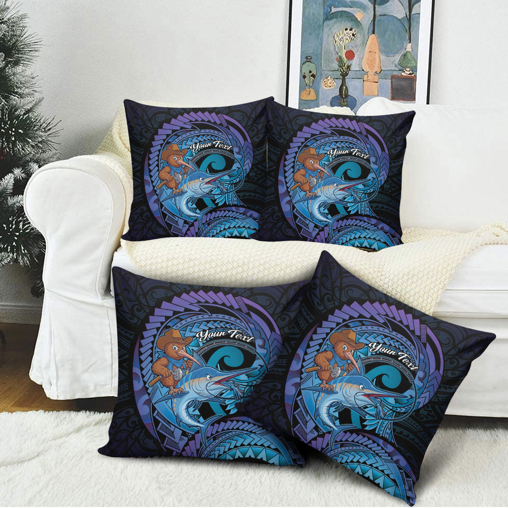 Personalised Blue Marlin Fishing New Zealand Pillow Cover NZ Kiwi Cowboy Born To Fish