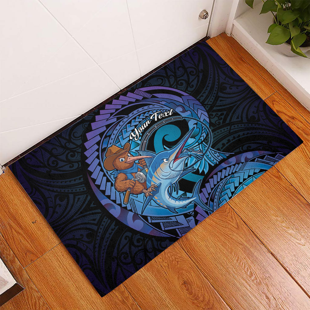 Personalised Blue Marlin Fishing New Zealand Rubber Doormat NZ Kiwi Cowboy Born To Fish