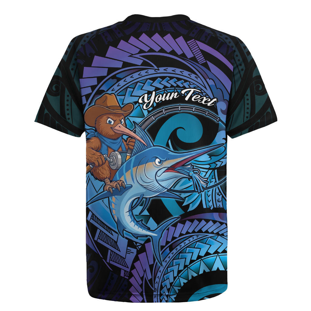 Personalised Blue Marlin Fishing New Zealand Rugby Jersey NZ Kiwi Cowboy Born To Fish