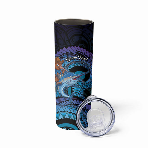 Personalised Blue Marlin Fishing New Zealand Skinny Tumbler NZ Kiwi Cowboy Born To Fish