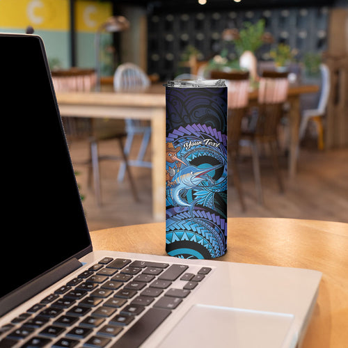 Personalised Blue Marlin Fishing New Zealand Skinny Tumbler NZ Kiwi Cowboy Born To Fish