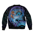 Personalised Blue Marlin Fishing New Zealand Sleeve Zip Bomber Jacket NZ Kiwi Cowboy Born To Fish