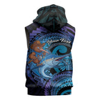 Personalised Blue Marlin Fishing New Zealand Sleeveless Zip Hoodie NZ Kiwi Cowboy Born To Fish