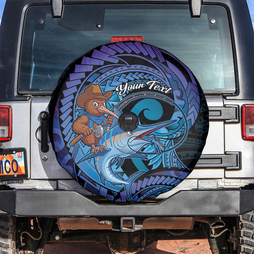 Personalised Blue Marlin Fishing New Zealand Spare Tire Cover NZ Kiwi Cowboy Born To Fish