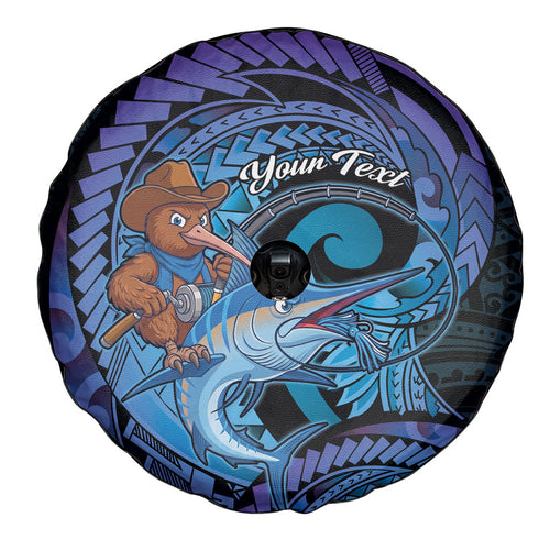 Personalised Blue Marlin Fishing New Zealand Spare Tire Cover NZ Kiwi Cowboy Born To Fish