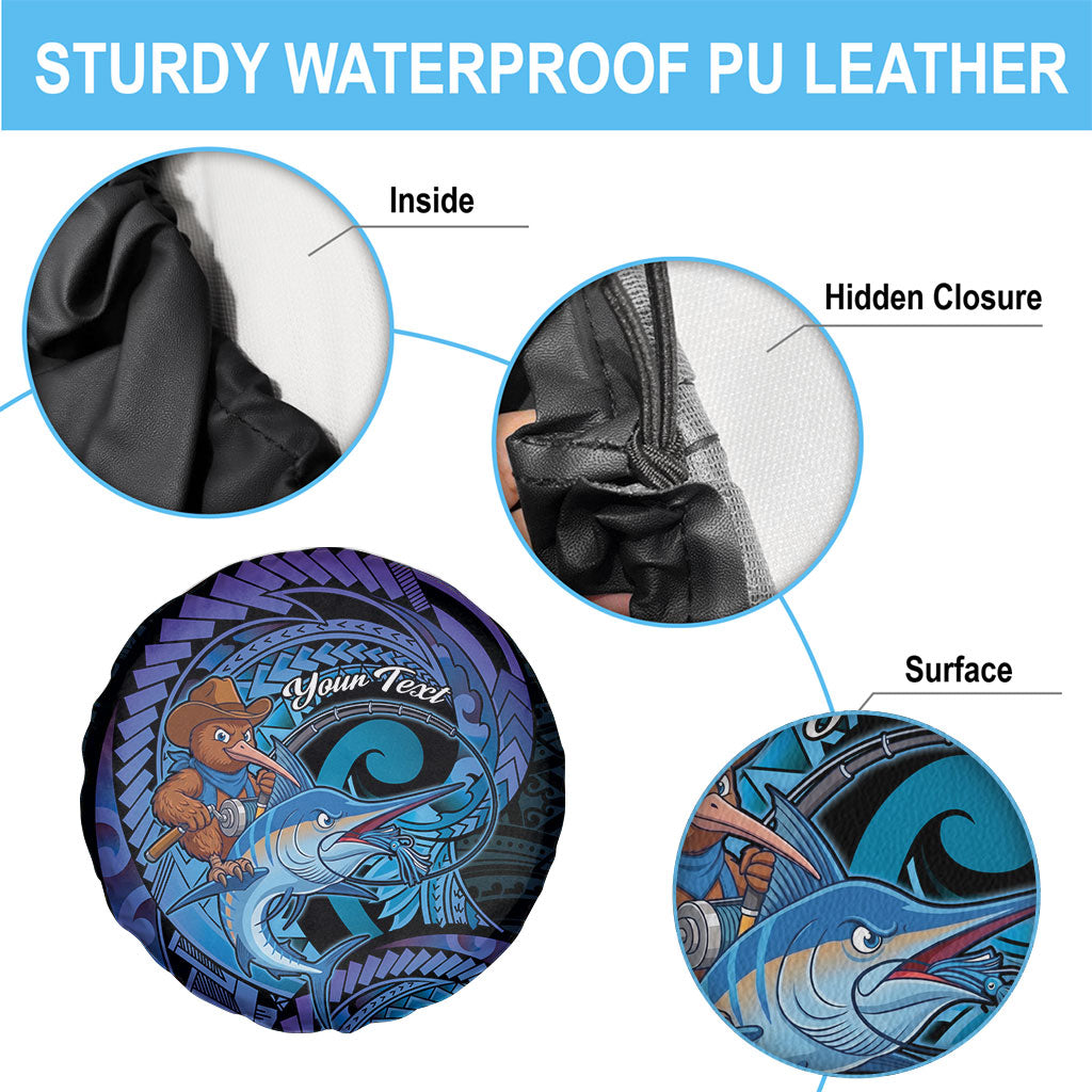 Personalised Blue Marlin Fishing New Zealand Spare Tire Cover NZ Kiwi Cowboy Born To Fish