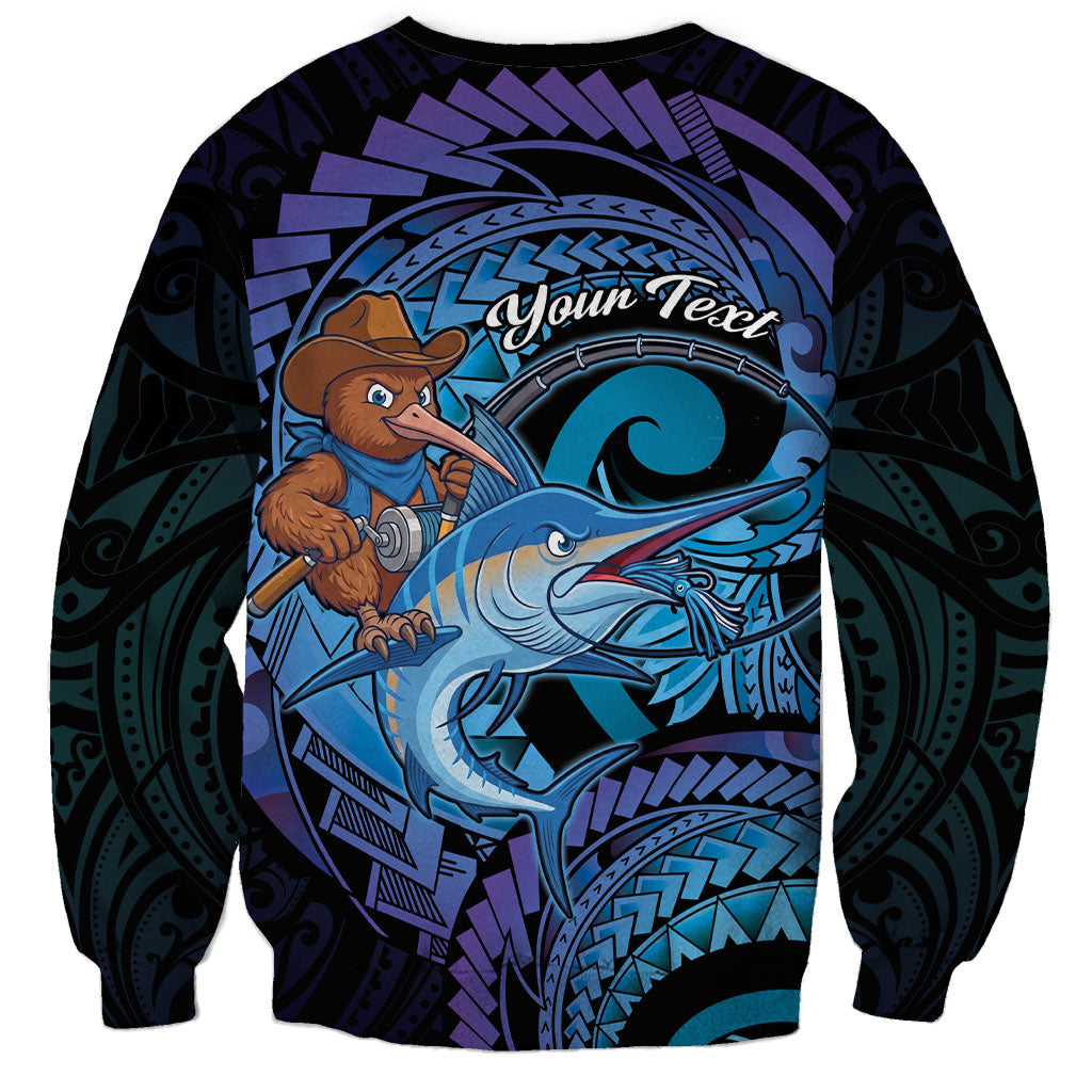 Personalised Blue Marlin Fishing New Zealand Sweatshirt NZ Kiwi Cowboy Born To Fish