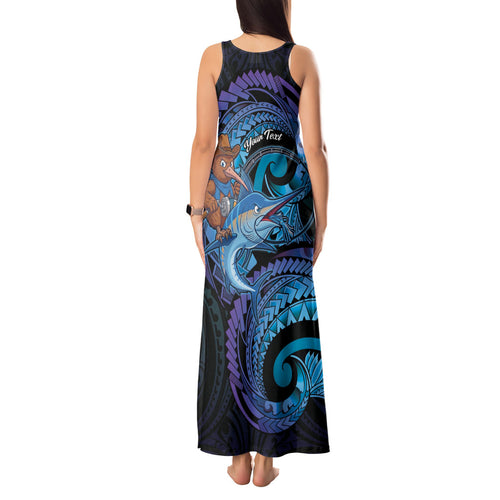 Personalised Blue Marlin Fishing New Zealand Tank Maxi Dress NZ Kiwi Cowboy Born To Fish