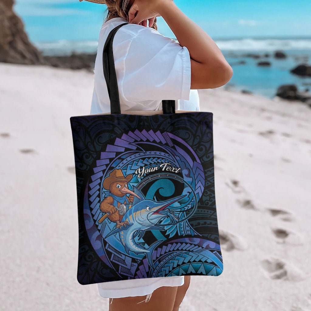 Personalised Blue Marlin Fishing New Zealand Tote Bag NZ Kiwi Cowboy Born To Fish