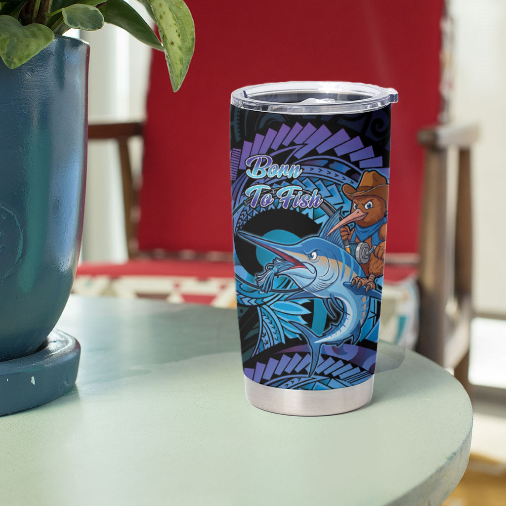 Personalised Blue Marlin Fishing New Zealand Tumbler Cup NZ Kiwi Cowboy Born To Fish