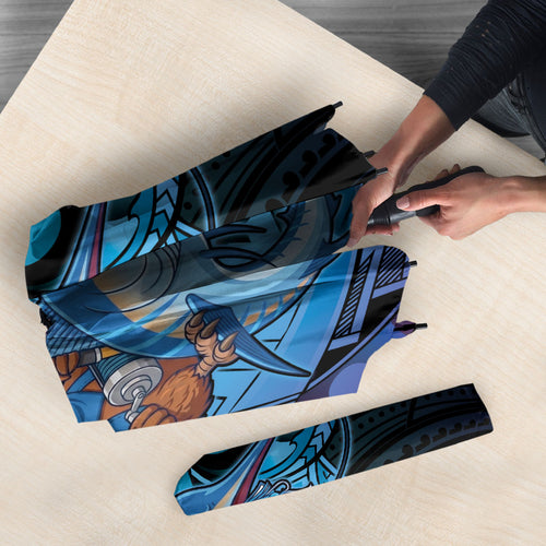 Personalised Blue Marlin Fishing New Zealand Umbrella NZ Kiwi Cowboy Born To Fish