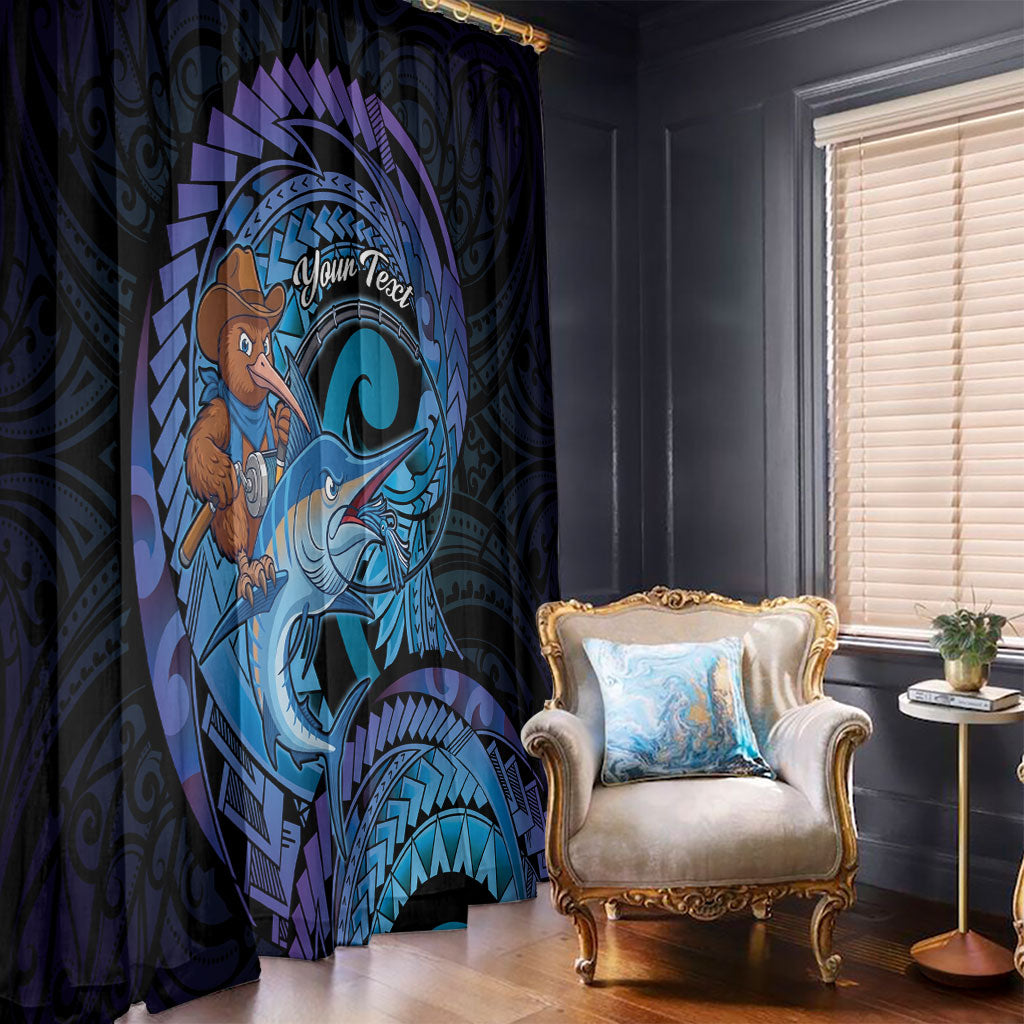Personalised Blue Marlin Fishing New Zealand Window Curtain NZ Kiwi Cowboy Born To Fish