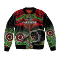 personalised-panthers-rugby-bomber-jacket-penrith-1966-aboriginal-mix-polynesian-pattern