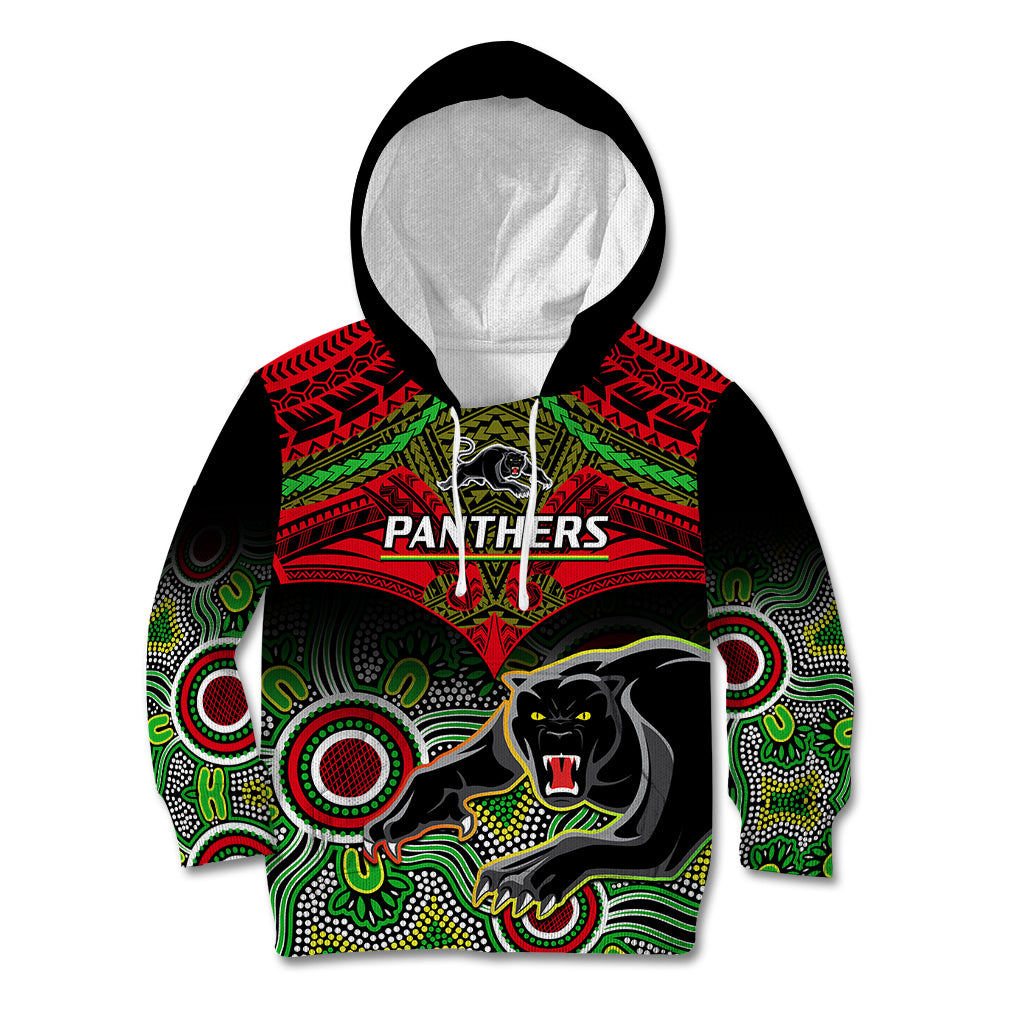 personalised-panthers-rugby-kid-hoodie-penrith-1966-aboriginal-mix-polynesian-pattern