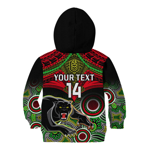 personalised-panthers-rugby-kid-hoodie-penrith-1966-aboriginal-mix-polynesian-pattern