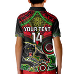 personalised-panthers-rugby-kid-polo-shirt-penrith-1966-aboriginal-mix-polynesian-pattern