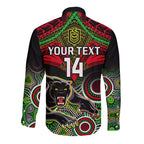 personalised-panthers-rugby-long-sleeve-button-shirt-penrith-1966-aboriginal-mix-polynesian-pattern