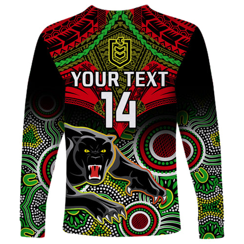 personalised-panthers-rugby-long-sleeve-shirt-penrith-1966-aboriginal-mix-polynesian-pattern