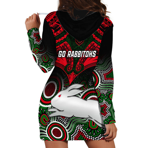 rabbitohs-rugby-hoodie-dress-souths-1908-aboriginal-mix-polynesian-pattern