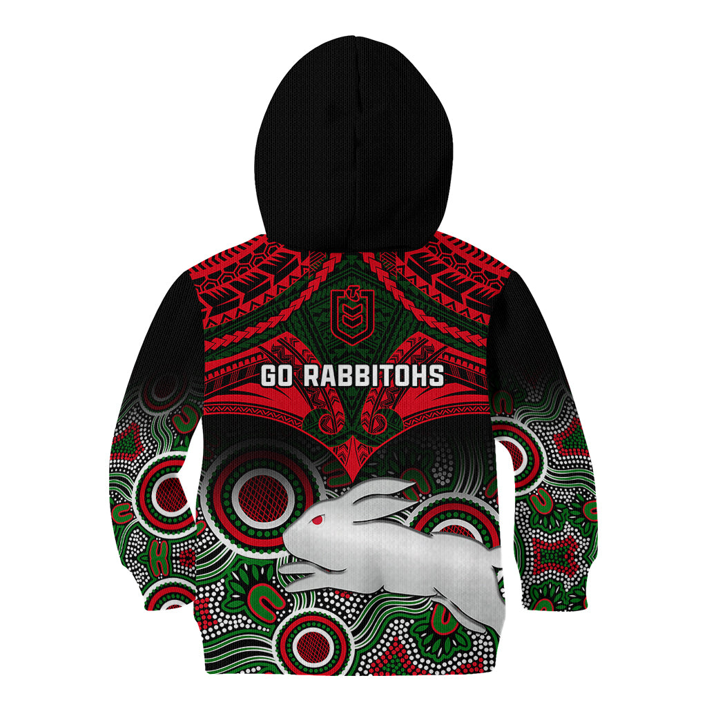 rabbitohs-rugby-kid-hoodie-souths-1908-aboriginal-mix-polynesian-pattern