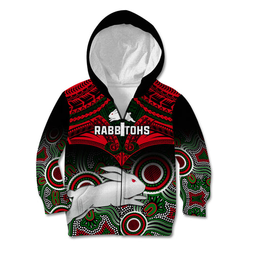 rabbitohs-rugby-kid-hoodie-souths-1908-aboriginal-mix-polynesian-pattern