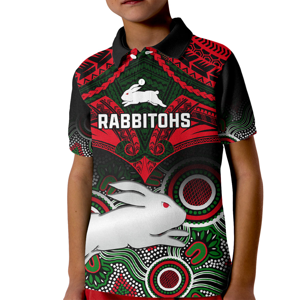 rabbitohs-rugby-kid-polo-shirt-souths-1908-aboriginal-mix-polynesian-pattern